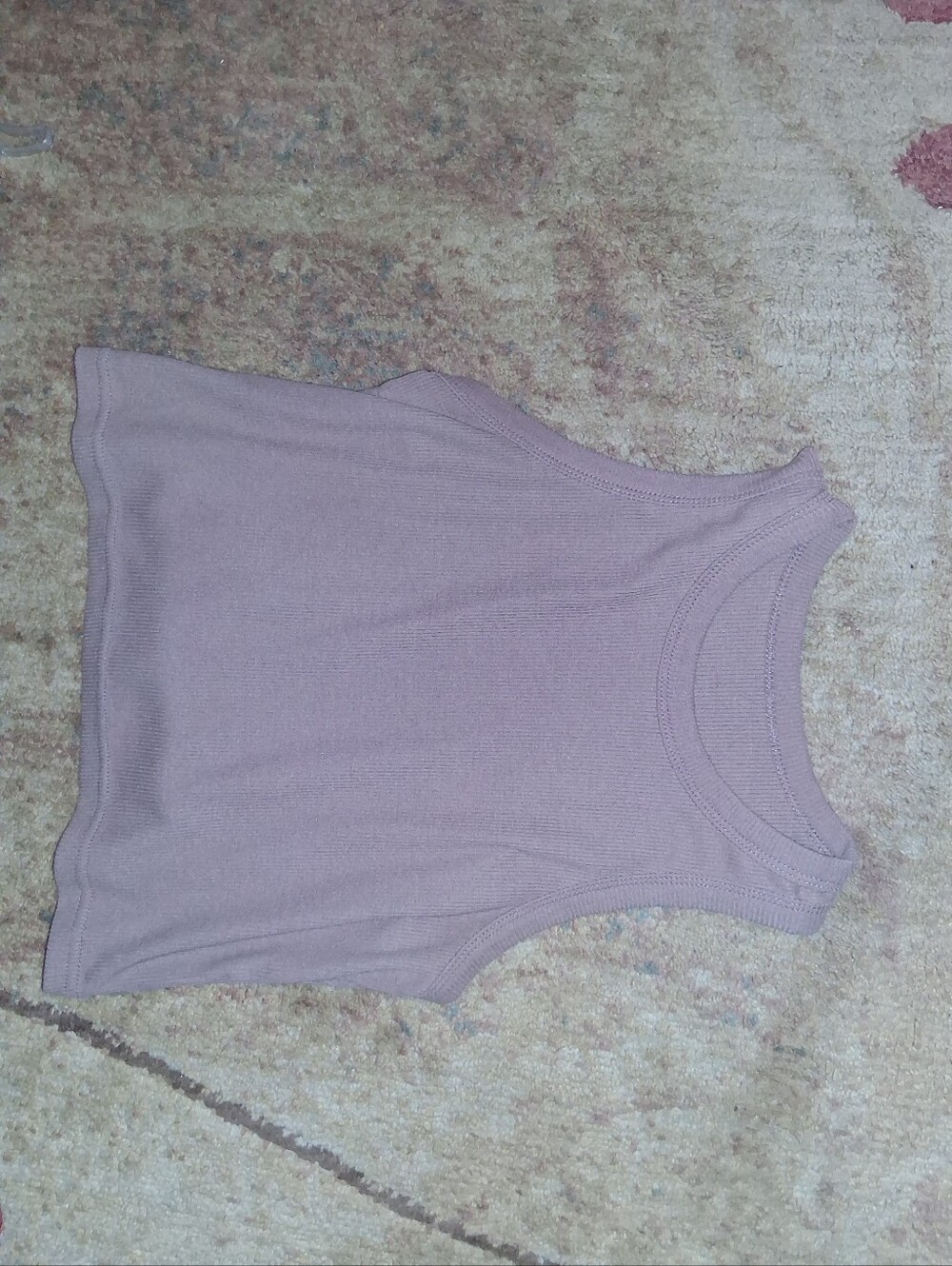 Ribbed Sleeveless Tank Top in Dusty Mauve